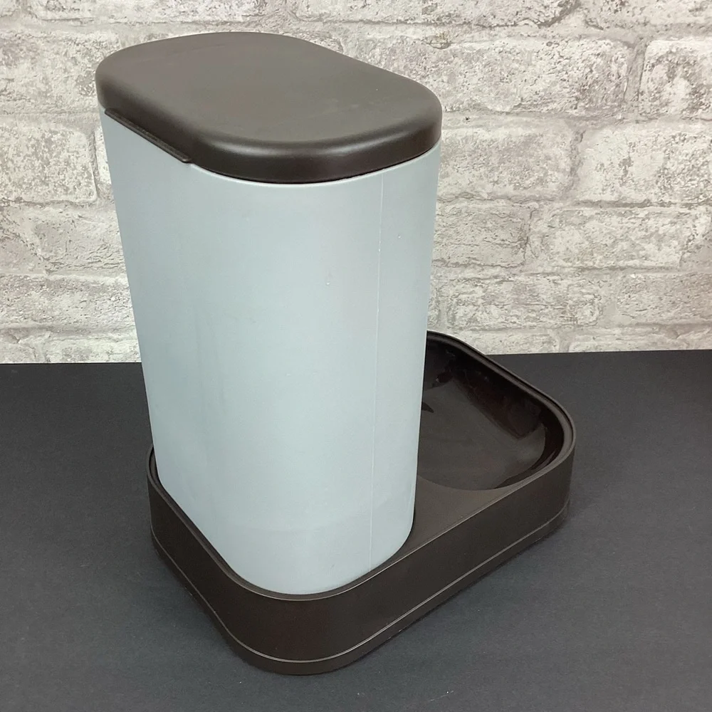 Whisker City Automatic Pet Feeder in Gray and Black Holds Up To 3lbs. of Food